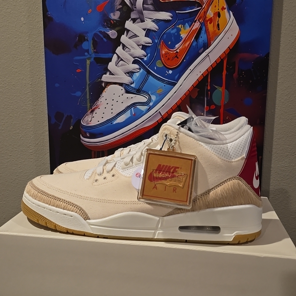 Levis x Jordan Air Jordan 3 Retro 'Ecru Denim' Beige Red IR0910-400